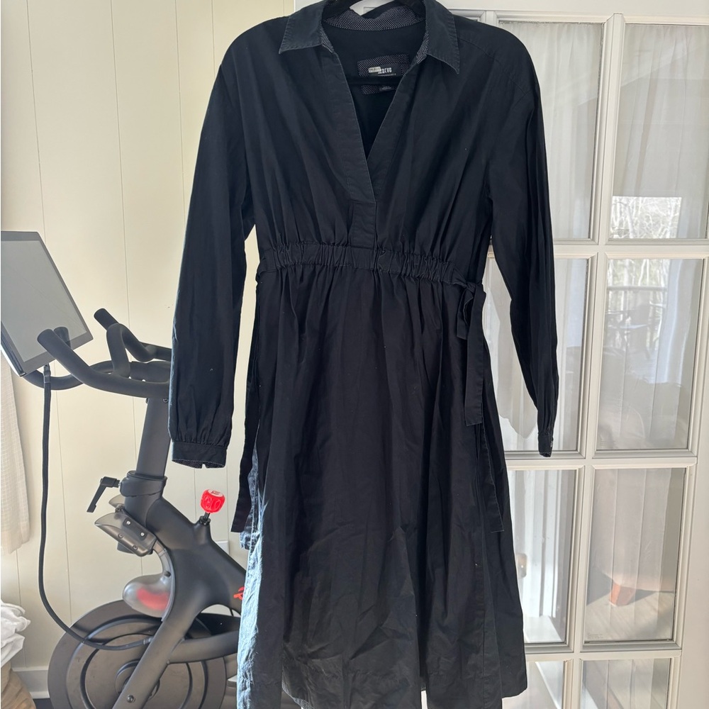 Anthropologie waist tie black dress